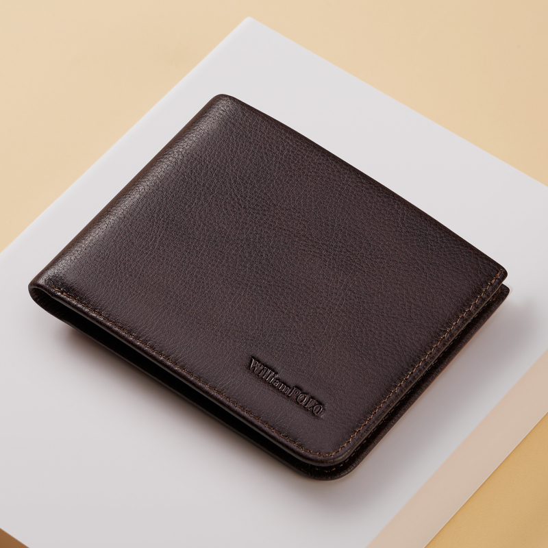 King Paul novčanik od prave kože, prvi sloj goveđe kože, RFID zaštita, poslovni stil, jednobojan