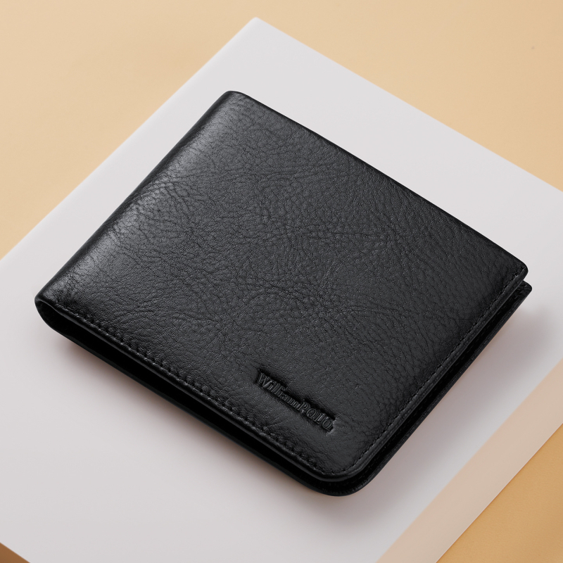 King Paul novčanik od prave kože, prvi sloj goveđe kože, RFID zaštita, poslovni stil, jednobojan