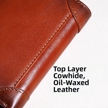 Мъжки портфейл от естествена кожа, първи слой телешка кожа, компактен трипореден дизайн с джобове за карти, подплата от полиестер