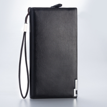 Baellerry férfi hosszú pénztárca SW006, PU bőr, üzleti stílus, csat és cipzár, bélés poliészter