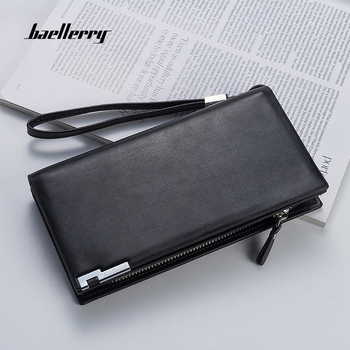Baellerry мъжки дълъг портфейл SW006, PU кожа, бизнес стил, с катарама и цип, подплата полиестер