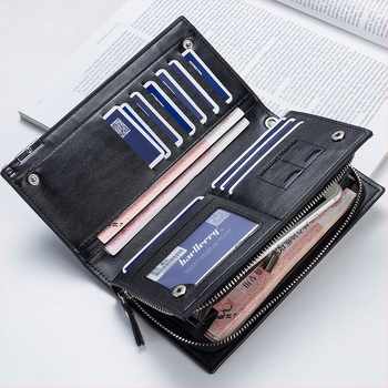 Baellerry мъжки дълъг портфейл SW006, PU кожа, бизнес стил, с катарама и цип, подплата полиестер