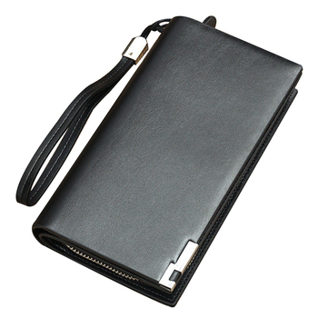 Baellerry мъжки дълъг портфейл SW006, PU кожа, бизнес стил, с катарама и цип, подплата полиестер