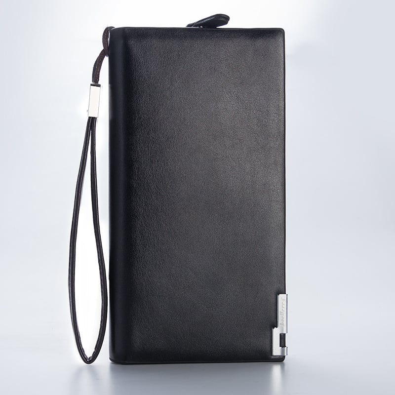 Baellerry férfi hosszú pénztárca SW006, PU bőr, üzleti stílus, csat és cipzár, bélés poliészter