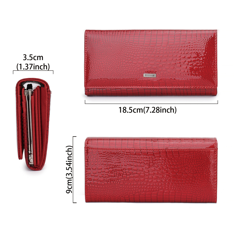 Női patent bőr pénztárca mágneses zárással, hosszú kivitel, nagy kapacitás, több kártyatartó és aprópénz rekesz, klutch táska, testreszabható