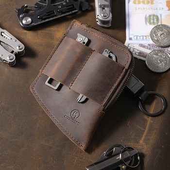 Mini monetų piniginė iš natūralios Crazy Horse odos, vidinė oda, EDC rinkinys, atsparus dilimui