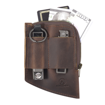 Mini monetų piniginė iš natūralios Crazy Horse odos, vidinė oda, EDC rinkinys, atsparus dilimui