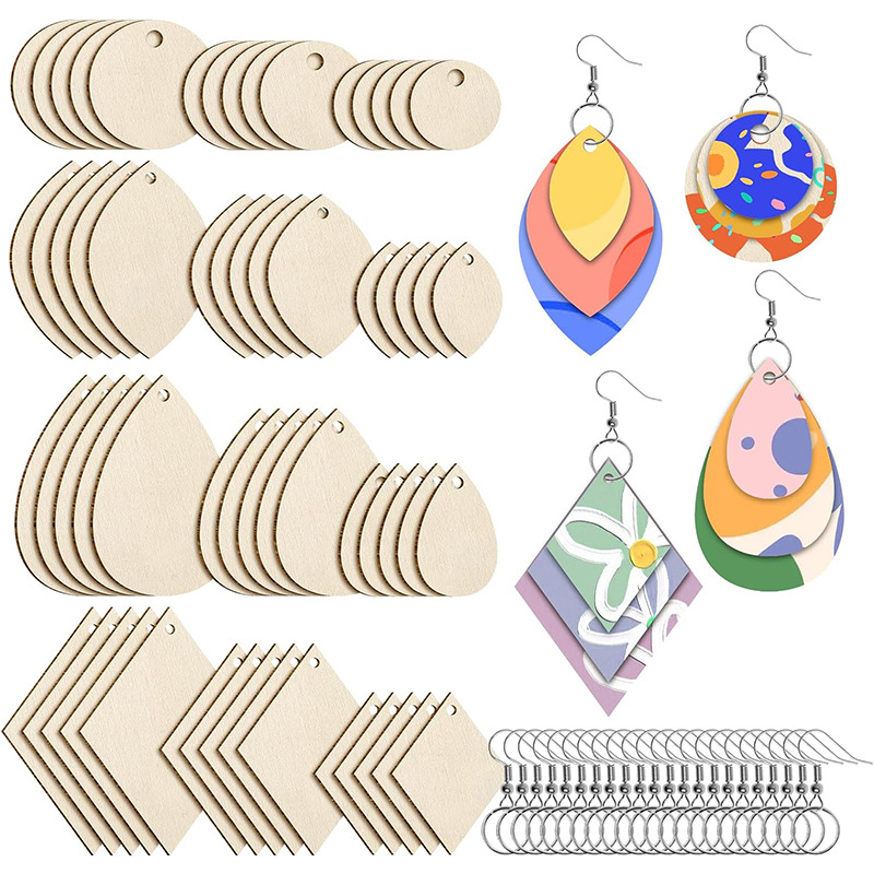KANGHAI Befejezetlen boxwood medál DIY ékszerkészítéséhez, modern egyszerű stílus