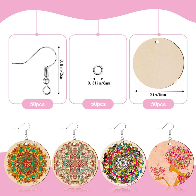 KANGHAI Befejezetlen boxwood medál DIY ékszerkészítéséhez, modern egyszerű stílus