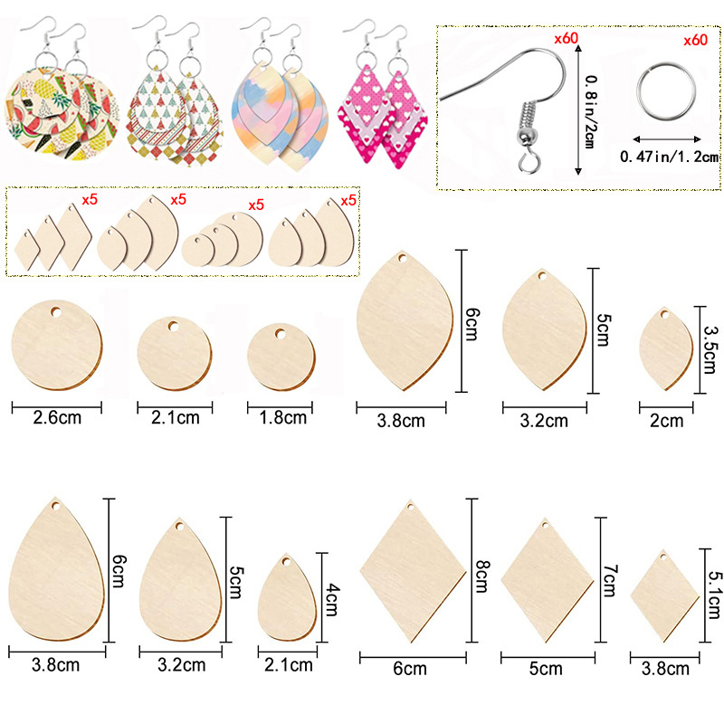 KANGHAI Befejezetlen boxwood medál DIY ékszerkészítéséhez, modern egyszerű stílus
