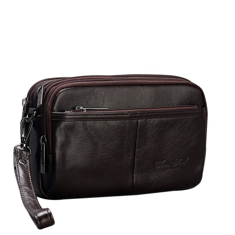 Vīriešu ādas klučs soma, pirmās kārtas liellādas āda, poliesteres odere, biznesa ceļojumiem, 2024. gada pavasaris