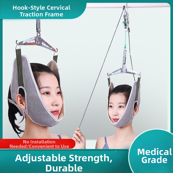 Medical Laile Цервикален тракционен апарат – ортеза за шия за домашна ползване, лечение на шийния отдел на гръбначния стълб, модел с кука или монтаж към врата, конструкция canvas sling alloy bracket