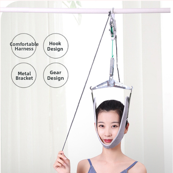 Medical Laile Σύστημα τραβήγματος αυχένα – οικιακή συσκευή τραβήγματος αυχένα, ορθωτικό για αυχένα, μοντέλο με τύπο γάντζο/κρεμάστρα πόρτας, πλαίσιο από canvas sling alloy bracket