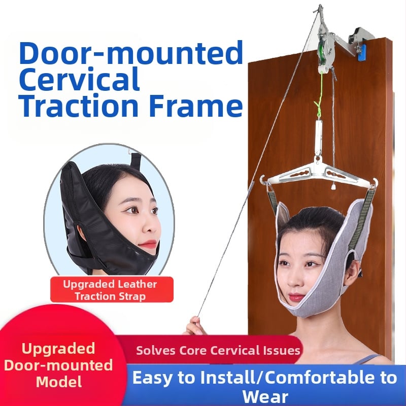 Medical Laile Цервикален тракционен апарат – ортеза за шия за домашна ползване, лечение на шийния отдел на гръбначния стълб, модел с кука или монтаж към врата, конструкция canvas sling alloy bracket