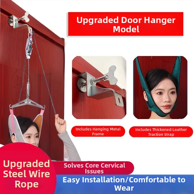 Medical Laile Цервикален тракционен апарат – ортеза за шия за домашна ползване, лечение на шийния отдел на гръбначния стълб, модел с кука или монтаж към врата, конструкция canvas sling alloy bracket