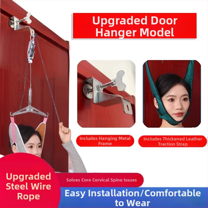 Medical Laile Цервикален тракционен апарат – ортеза за шия за домашна ползване, лечение на шийния отдел на гръбначния стълб, модел с кука или монтаж към врата, конструкция canvas sling alloy bracket