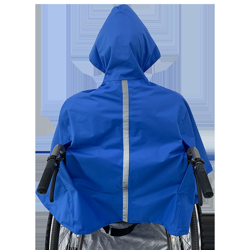 Пончо за инвалидна количка, полиестер, водоустойчив PVC слой, дебелина на платното 0.18 мм, светлоотразително
