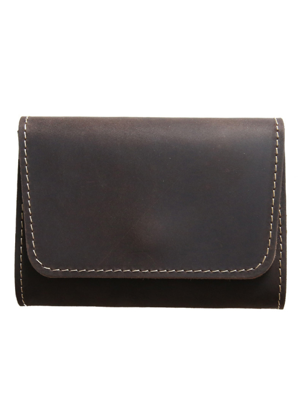 Portofel scurt din piele naturală, din piele de vită de primă calitate, bi-fold pentru carduri și monede, pentru utilizare zilnică