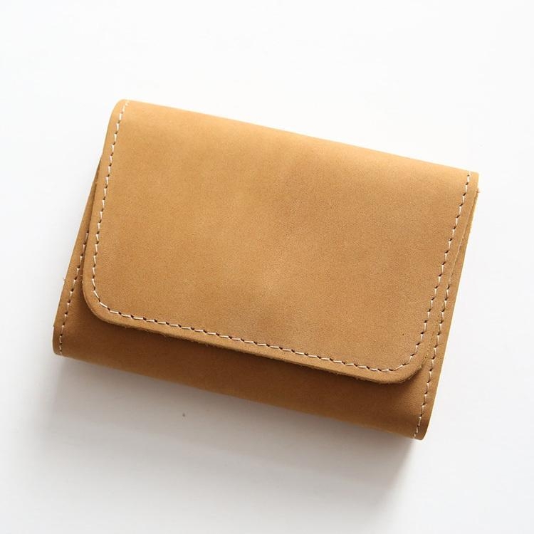 Portofel scurt din piele naturală, din piele de vită de primă calitate, bi-fold pentru carduri și monede, pentru utilizare zilnică