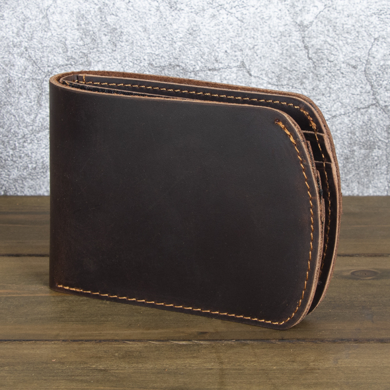 Matt ανδρικό πορτοφόλι από γνήσιο δέρμα, διπλής όψεως, επάνω στρώμα βοοειδούς δέρματος, μονόχρωμο σχέδιο, ανθεκτικό στη φθορά