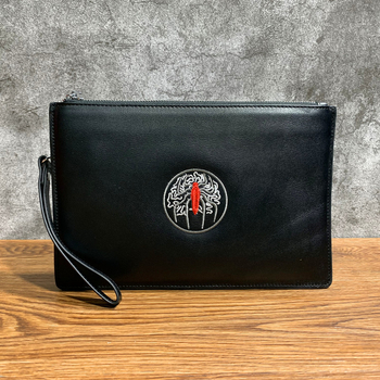 Vyrinis clutch iš Nappa odos, voratinklio raštas, pirmo sluoksnio karvės odos, užtrauktukas, horizontali kvadratinė forma