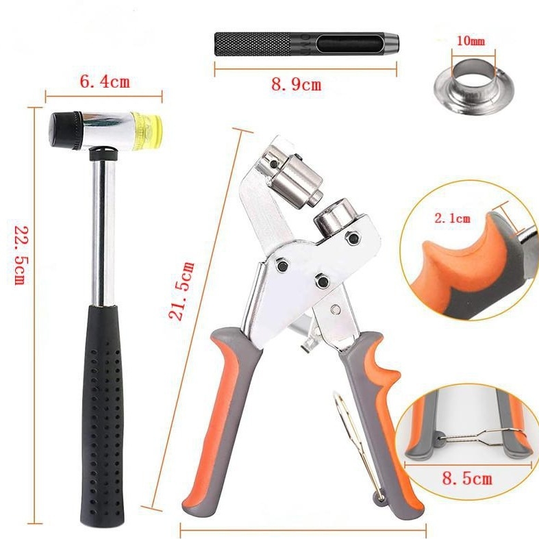 Σετ εργαλείων εγκατάστασης eyelet από σίδηρο για παλτά, παπούτσια, σκηνές, καπέλα, ζώνες και τσάντες – περιλαμβάνει εργαλειοθήκη