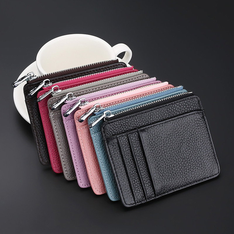 Suport de card din piele Luobais, modelul 03-5, cu 1 pli, sloturi multiple pentru carduri