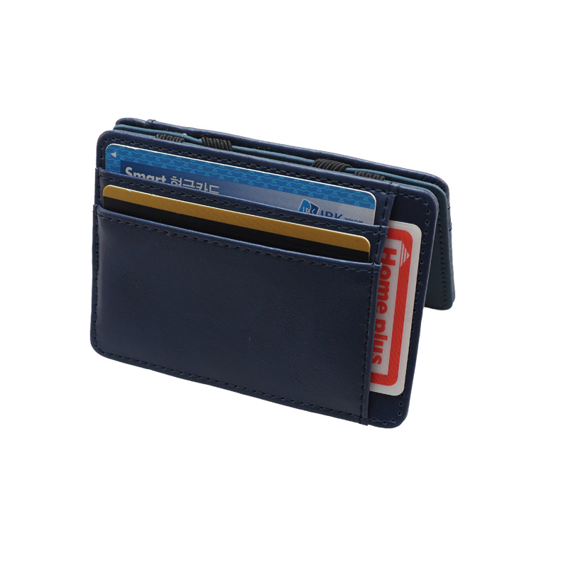 Картодържател портмоне със ластик – PU кожа, подплата от синтетична кожа, унисекс, стил за пътуване