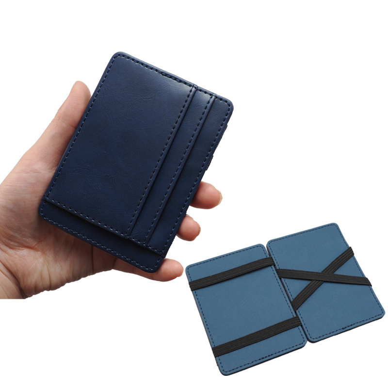 Картодържател портмоне със ластик – PU кожа, подплата от синтетична кожа, унисекс, стил за пътуване