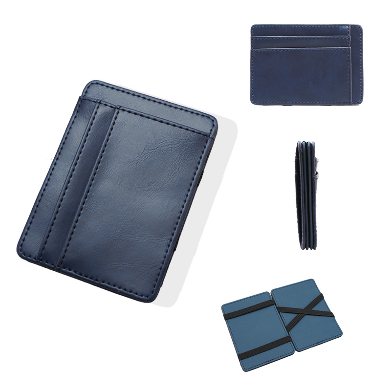 Картодържател портмоне със ластик – PU кожа, подплата от синтетична кожа, унисекс, стил за пътуване