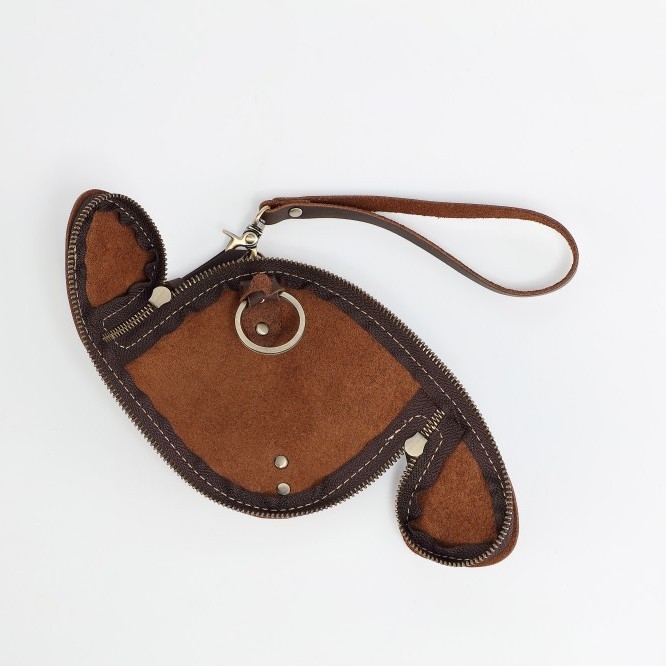 Pánska opasková taška z kože Crazy Horse na kľúče a karty so zipsom, bez podšívky, inšpirovaná vintage štýlom