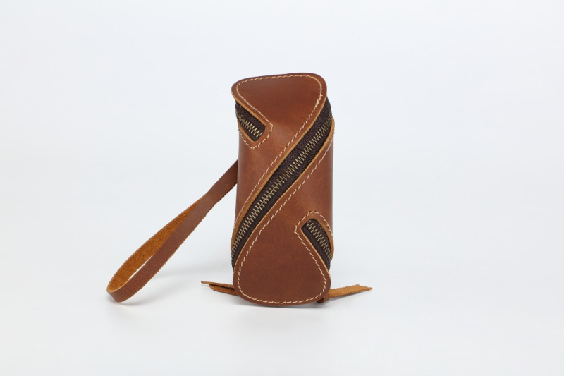 Pánska opasková taška z kože Crazy Horse na kľúče a karty so zipsom, bez podšívky, inšpirovaná vintage štýlom