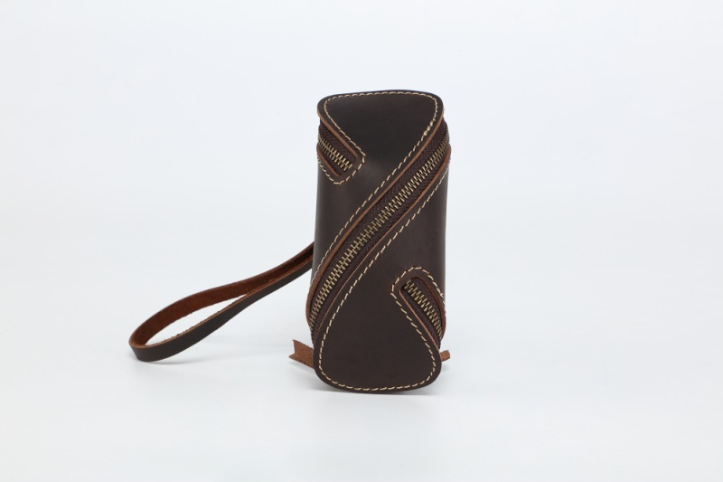 Pánska opasková taška z kože Crazy Horse na kľúče a karty so zipsom, bez podšívky, inšpirovaná vintage štýlom