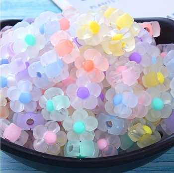 Ακρυλικές χάντρες με μοτίβο λουλουδιών για DIY βραχιόλι, ματ φινίρισμα, επεξεργασία βαφής κατά το ψήσιμο, έτοιμες για ιδιωτική ετικέτα