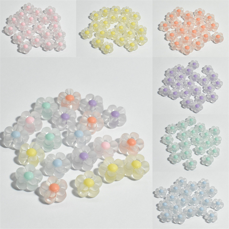 Акрилни мъниста с флорални мотиви за DIY гривна, матиран финиш, изпичано боядисване, готови за частна марка