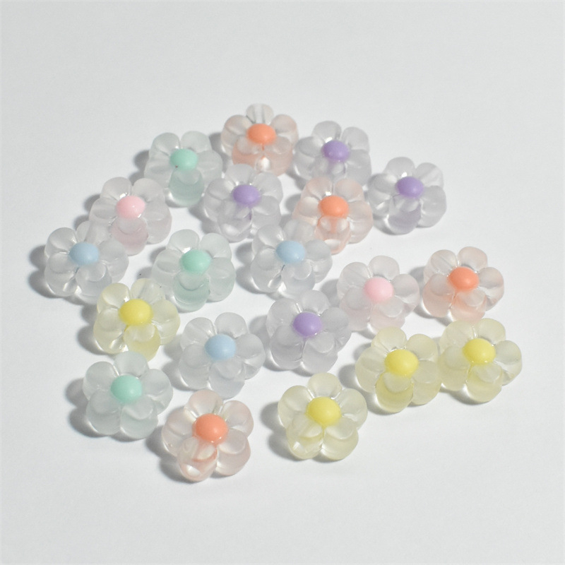 Акрилни мъниста с флорални мотиви за DIY гривна, матиран финиш, изпичано боядисване, готови за частна марка