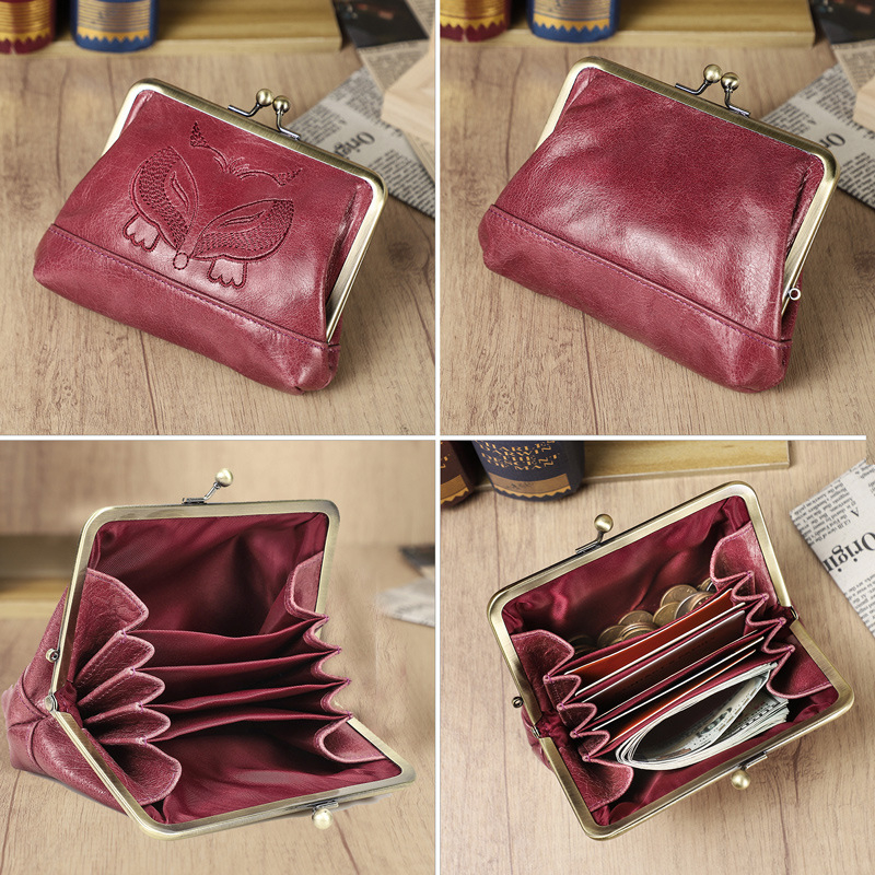 Black Angel γυναικείο πορτοφόλι – από κορυφαίο δέρμα βοδινού, με κέντημα, 1-πτυχή, επένδυση πολυεστέρα