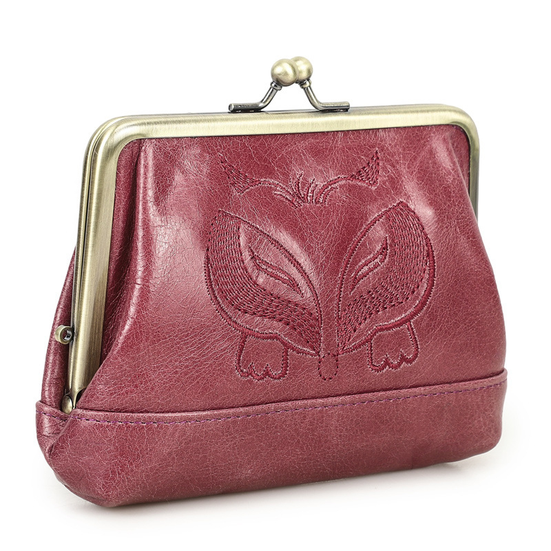 Black Angel γυναικείο πορτοφόλι – από κορυφαίο δέρμα βοδινού, με κέντημα, 1-πτυχή, επένδυση πολυεστέρα