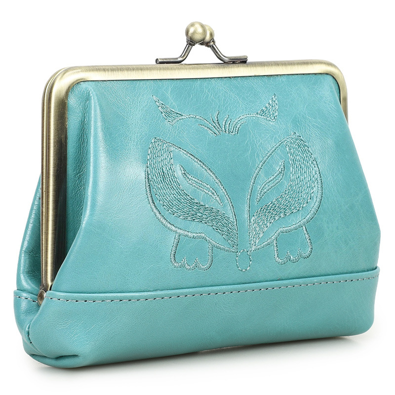 Black Angel γυναικείο πορτοφόλι – από κορυφαίο δέρμα βοδινού, με κέντημα, 1-πτυχή, επένδυση πολυεστέρα