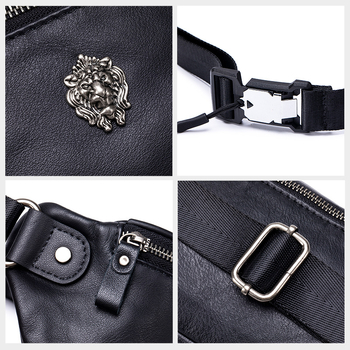 Pánska bedrová taška z pravej kože – prvá vrstva hovädzej kože, priedušná podšívka z polyesteru, crossbody