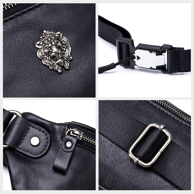 Pánska bedrová taška z pravej kože – prvá vrstva hovädzej kože, priedušná podšívka z polyesteru, crossbody