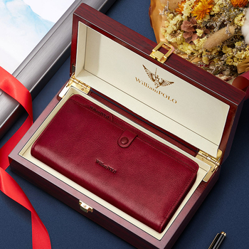 Дълъг мъжки портфейл от естествена кожа, ултра тънък, с множество отделения за карти, първи слой телешка кожа