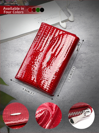 Marute ženski novčanik od prave kože – prvi sloj goveđe kože, otporan na habanje, Stil: osvježavajući i sladak, podstava poliester-pamučna