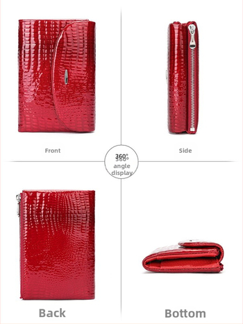 Marute ženski novčanik od prave kože – prvi sloj goveđe kože, otporan na habanje, Stil: osvježavajući i sladak, podstava poliester-pamučna