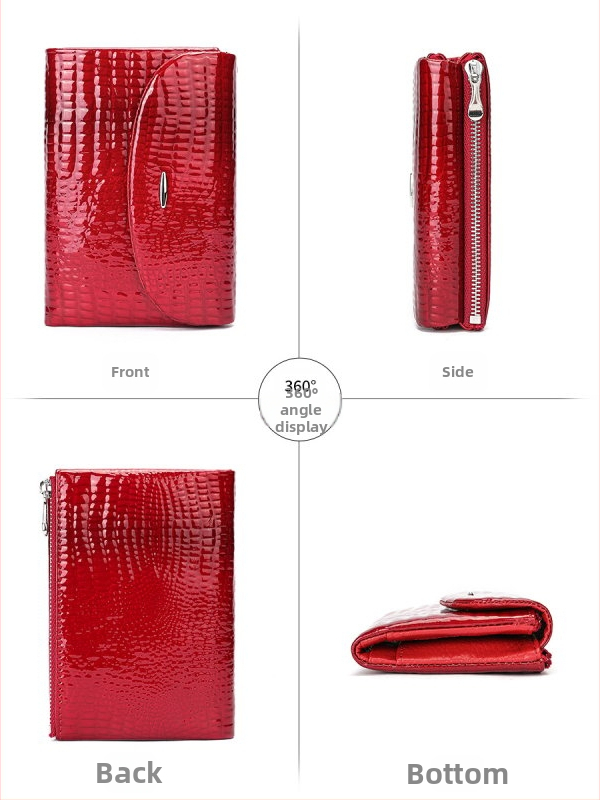 Marute ženski novčanik od prave kože – prvi sloj goveđe kože, otporan na habanje, Stil: osvježavajući i sladak, podstava poliester-pamučna