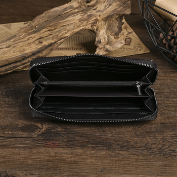 Hosszú pénztárca relieft etnikus mintával, Paulson, valódi bőr, poliészter bélés, nőknek és férfiaknak, nagy kapacitású telefon-táska