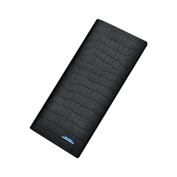 Мъжки дълъг портфейл-клъч, крокодилен модел, кожа от първи слой телешка кожа, урбан минимализъм