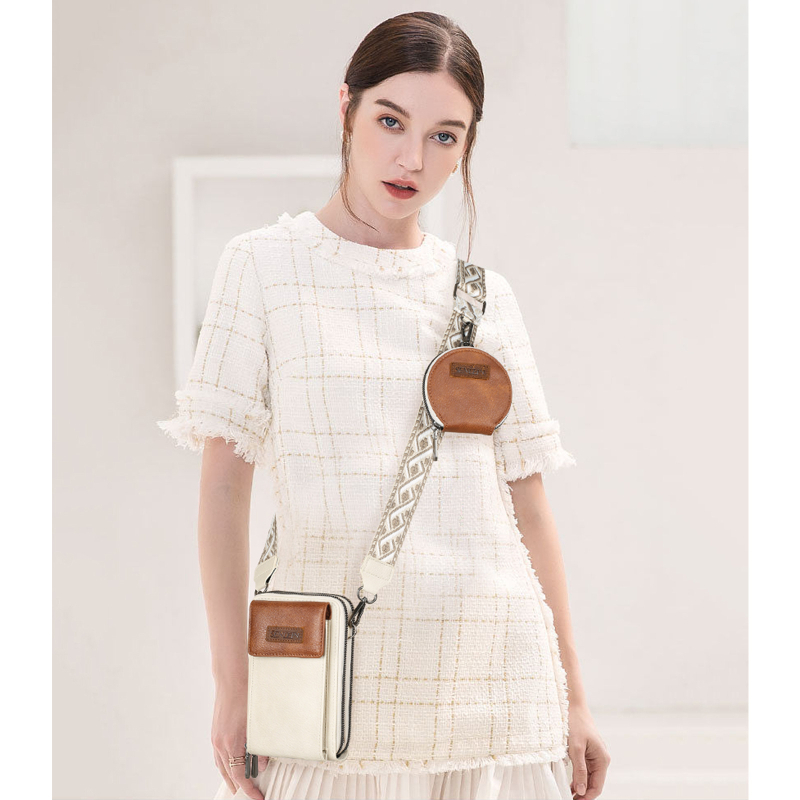 Mobiliojo telefono krepšys su kryžminio diržu, Europos–Amerikos stiliuje, mini, daugiafunkcinis moterims (Medžiaga: PU; Uždarymas: užtrauktukas; Vidinė kišenė su užtrauktuku; Forma: vertikalus kvadratas; Įdaila: poliesteris)