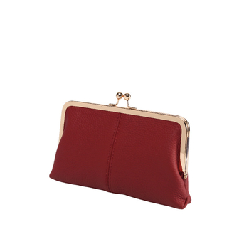 Μακρύ PU δερμάτινο πορτοφόλι-κλατς με κλιπ – οριζόντιο τετράγωνο σχήμα, επένδυση πολυεστέρα, εσωτερική τσέπη
