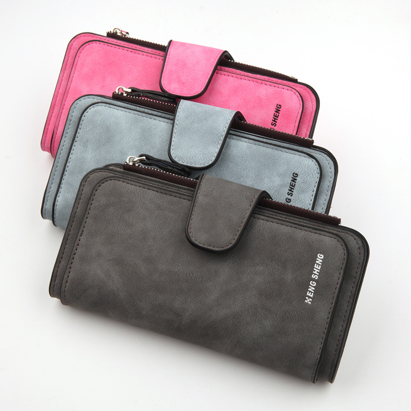 Női pénztárca PU bőrből, városi minimalist stílus, egyszínű minta, poliészter bélés, mindennapi használat